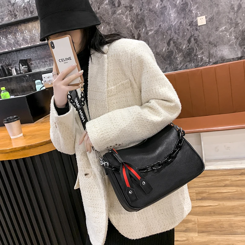 Чанта през рамо от естествена кожа, дамски чанти на известни марки, женствена чанта през рамо, модерен Широка презрамка, Мека Малка дамска чанта Bolsa sac3