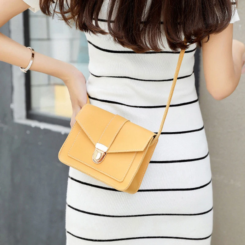 Модни Малка чанта през рамо за жени 2023, мини чанта-месинджър от изкуствена кожа за момичета, жълти чанти, госпожа чантата си за телефон5