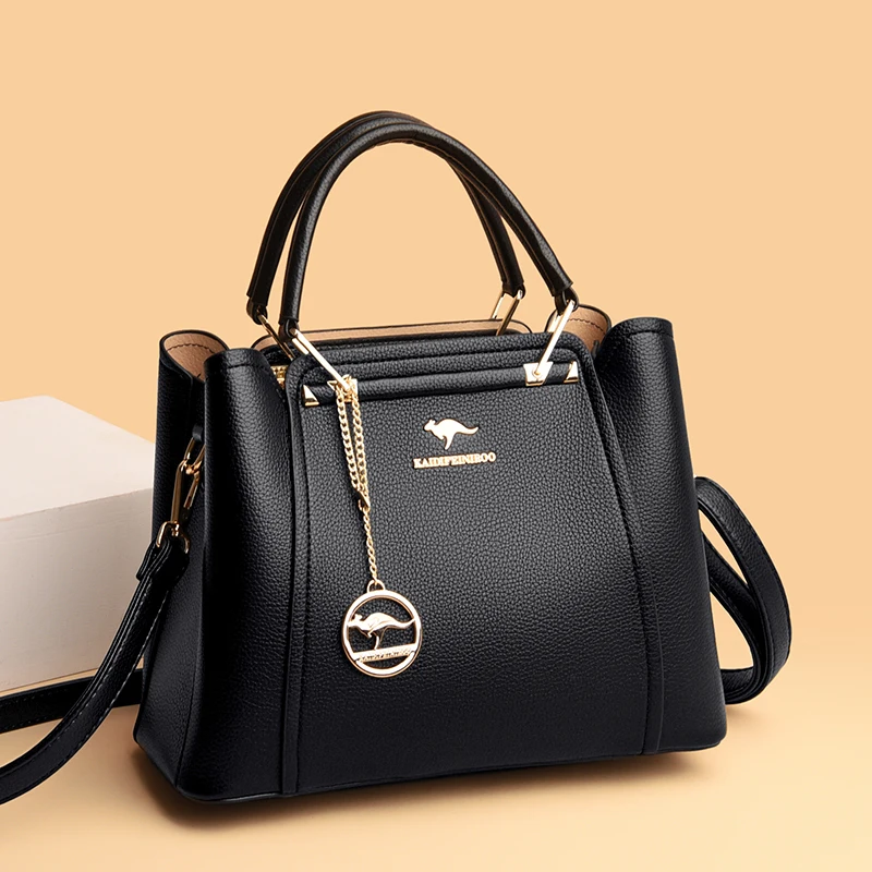 Луксозни дизайнерски дамски чанти от изкуствена кожа, 3 пласта, чанти през рамо, женствена чанта за пазаруване с голям капацитет, чанта-тоут 2#0