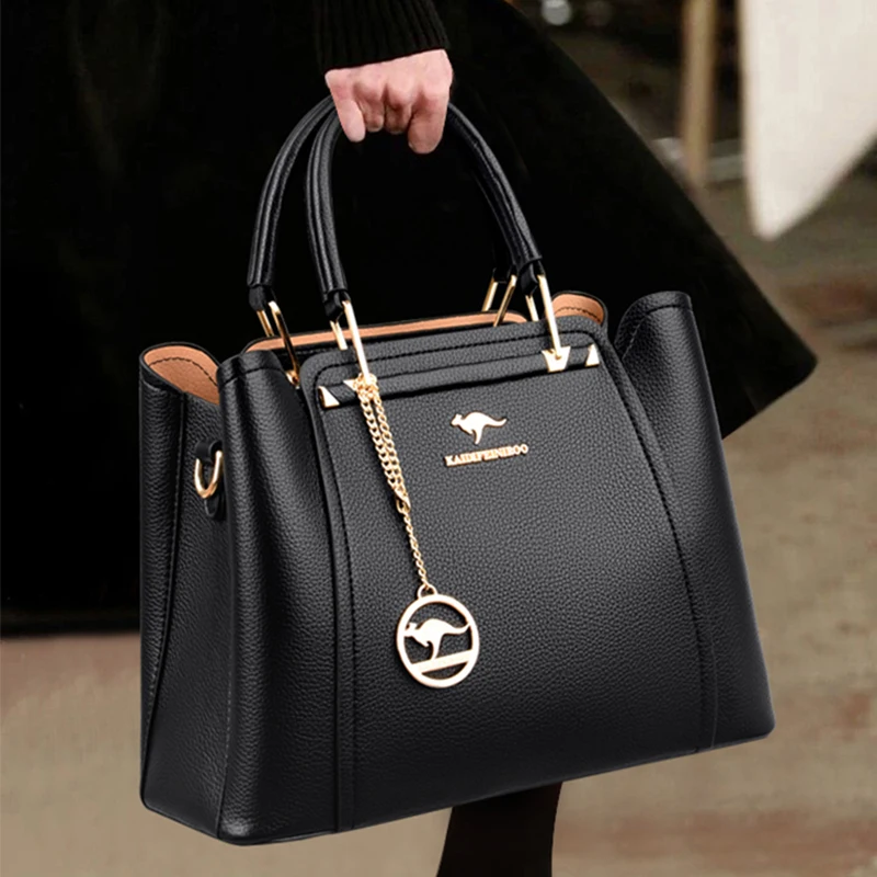 Луксозни дизайнерски дамски чанти от изкуствена кожа, 3 пласта, чанти през рамо, женствена чанта за пазаруване с голям капацитет, чанта-тоут 2#1