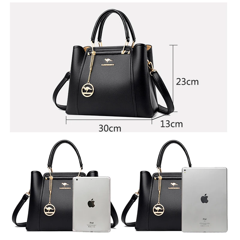 Луксозни дизайнерски дамски чанти от изкуствена кожа, 3 пласта, чанти през рамо, женствена чанта за пазаруване с голям капацитет, чанта-тоут 2#2