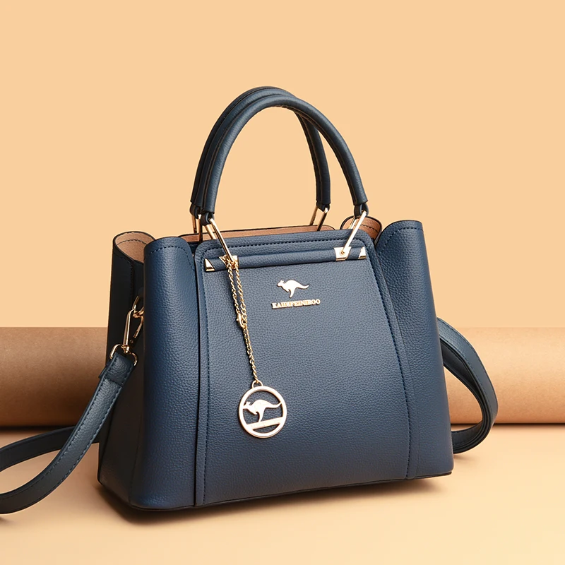 Луксозни дизайнерски дамски чанти от изкуствена кожа, 3 пласта, чанти през рамо, женствена чанта за пазаруване с голям капацитет, чанта-тоут 2#4