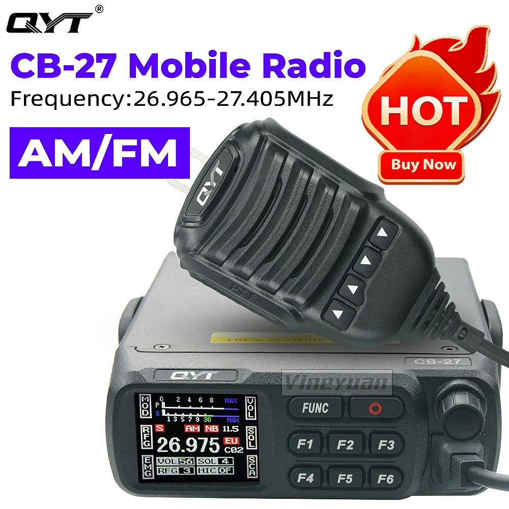 QYT CB-27 CB Радио 26,965-27,405 Mhz AM/FM 12/24 В, 4 W, екран LCD, късо Съединение, Гражданския обхват, Мультистандартное мобилно радио CB0