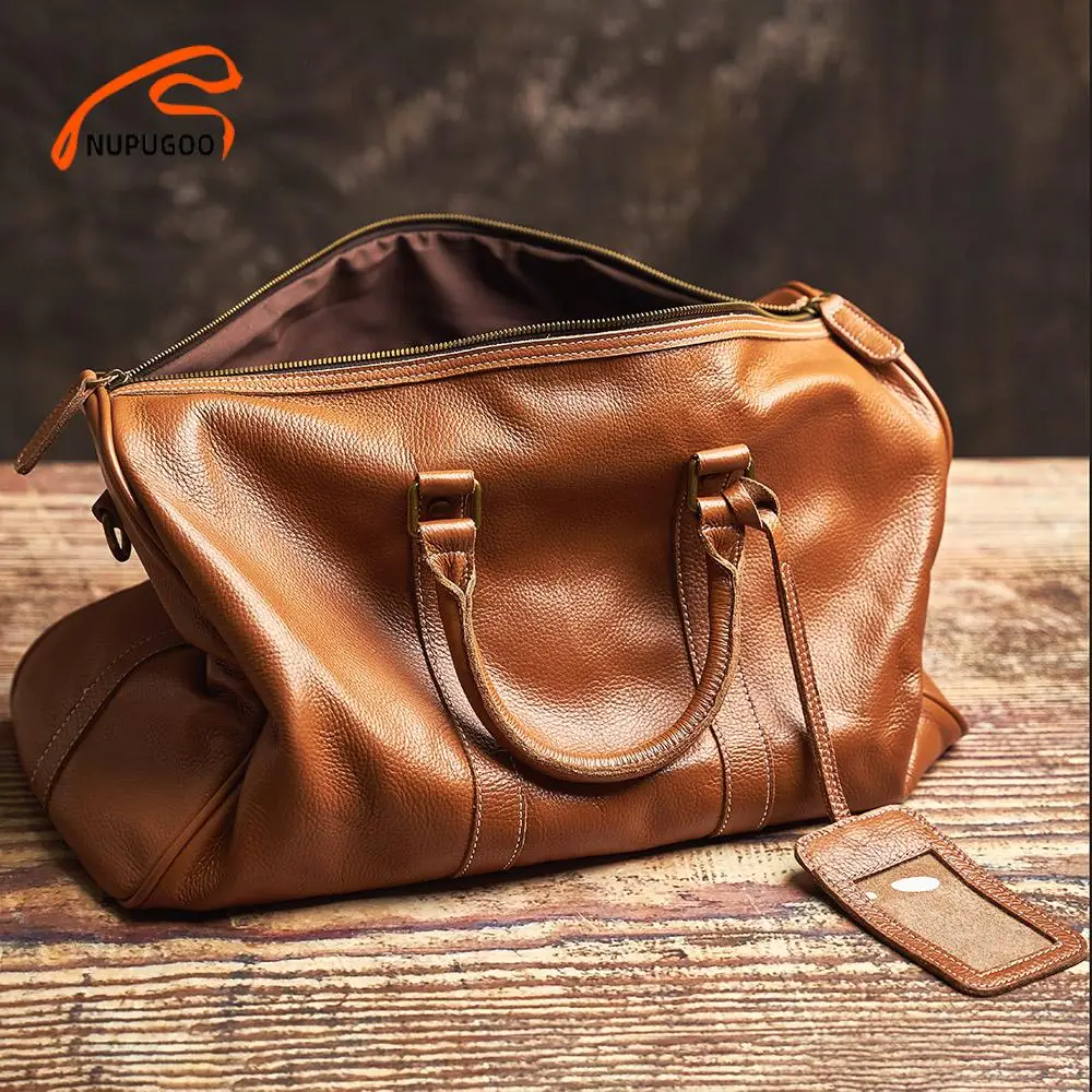 Реколта мъжка чанта от естествена кожа, чанта, голям капацитет, ежедневна чанта през рамо, преден джоб с цип за 14-инчов лаптоп NUPUGOO0