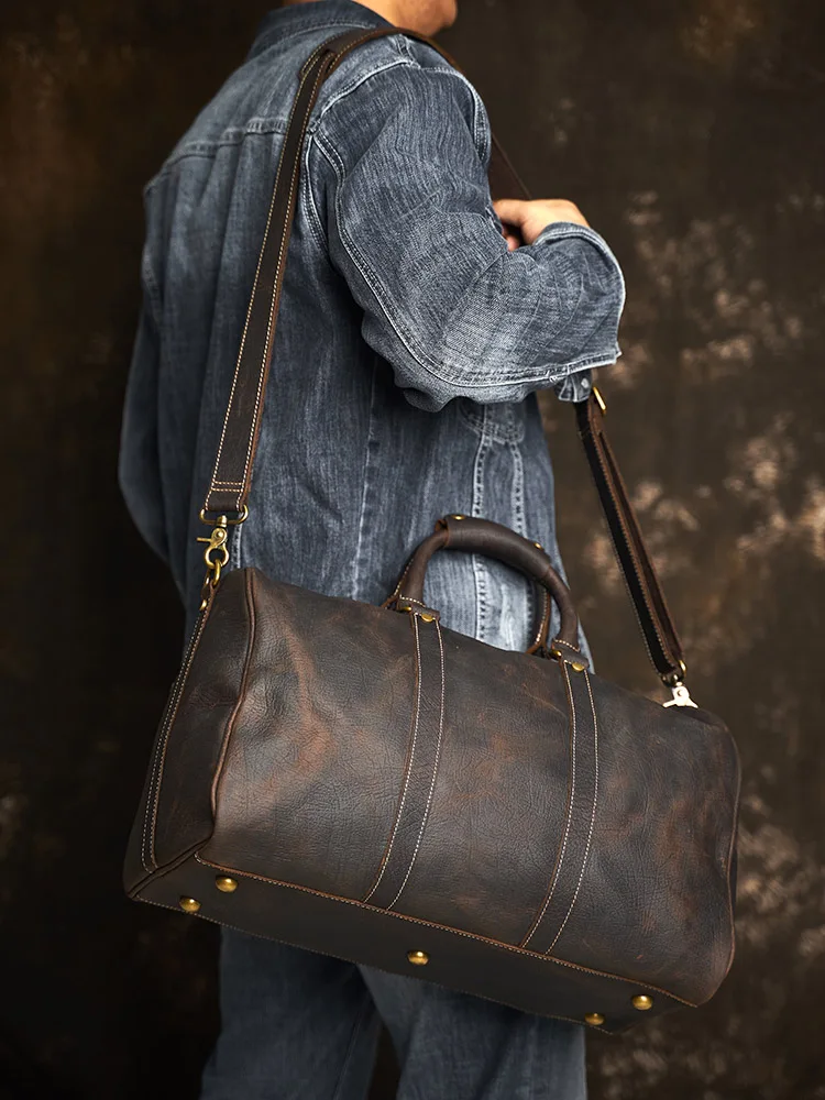Реколта мъжка чанта от естествена кожа, чанта, голям капацитет, ежедневна чанта през рамо, преден джоб с цип за 14-инчов лаптоп NUPUGOO2