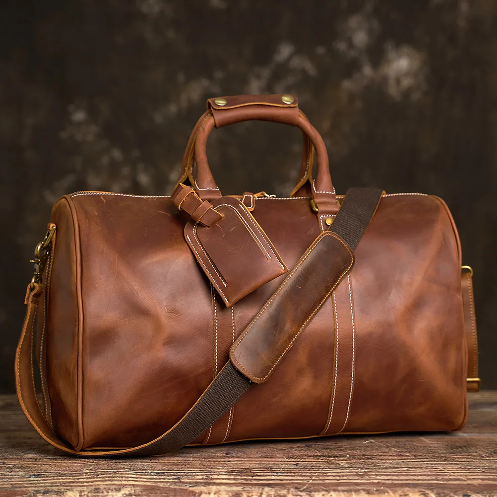 Реколта мъжка чанта от естествена кожа, чанта, голям капацитет, ежедневна чанта през рамо, преден джоб с цип за 14-инчов лаптоп NUPUGOO4