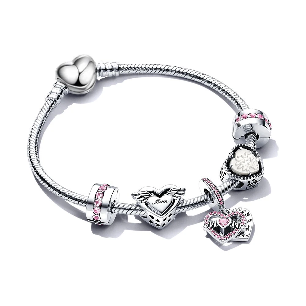 Buipoey със сребърно покритие гривни с отложено във формата на сърце-ключ за жени, оригинална гривна с корона на принцеса за момичета, украсени с мъниста, Бижута за жена си5