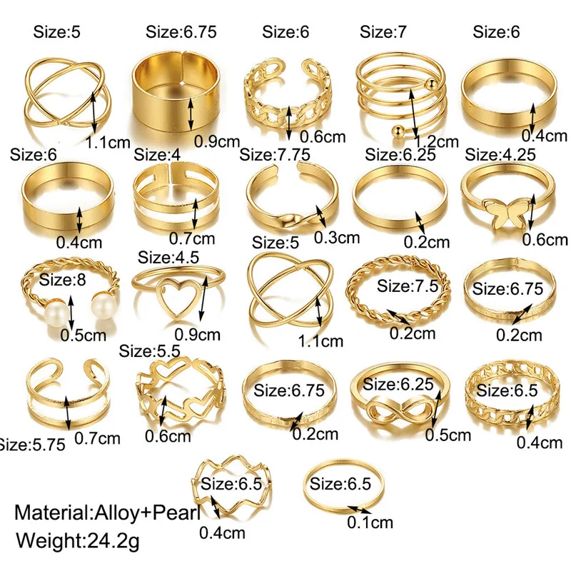 Комплект пръстени със сърца цвят КОТиК бохо Златен цвят за жени, Реколта пръстени с геометричен Кръст и перлената пеперуда на пръст, Женски модерен бижута подарък5