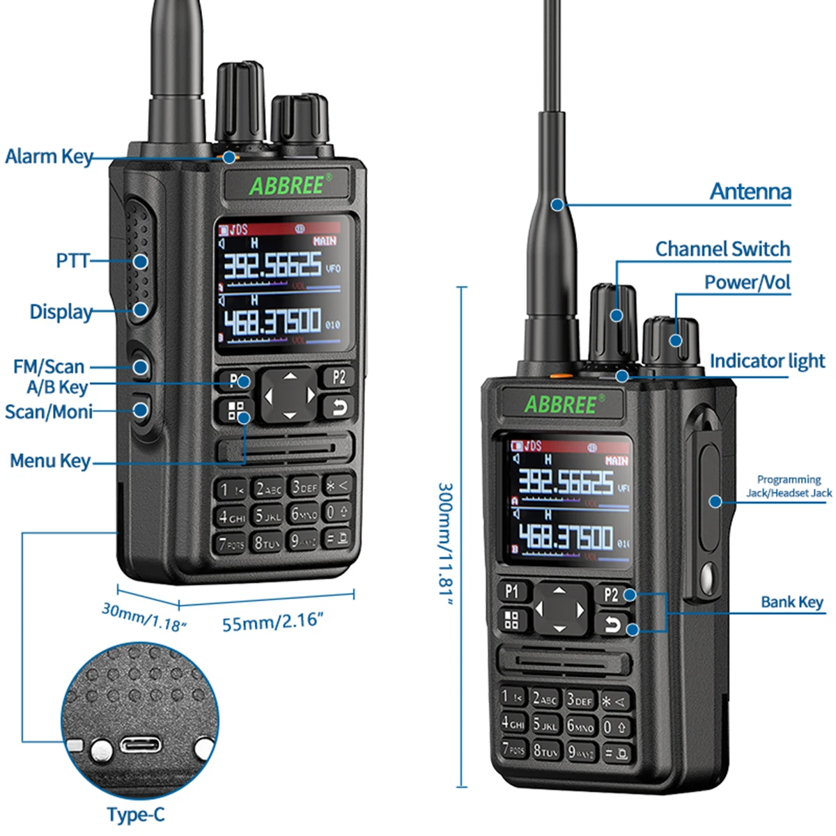 ABBREE AR-869 Преносима Радиостанция Bluetooth GPS Софтуер Радиостанцията 136-520 Mhz FM AM All Band Безжична Честота на архивиране USB 2-Полосное Радио1