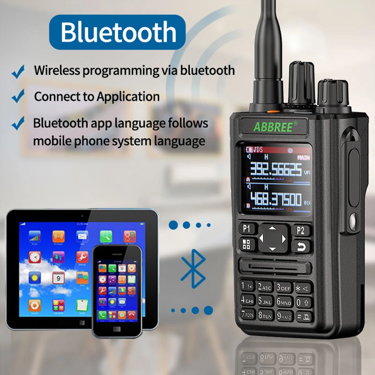 ABBREE AR-869 Преносима Радиостанция Bluetooth GPS Софтуер Радиостанцията 136-520 Mhz FM AM All Band Безжична Честота на архивиране USB 2-Полосное Радио3