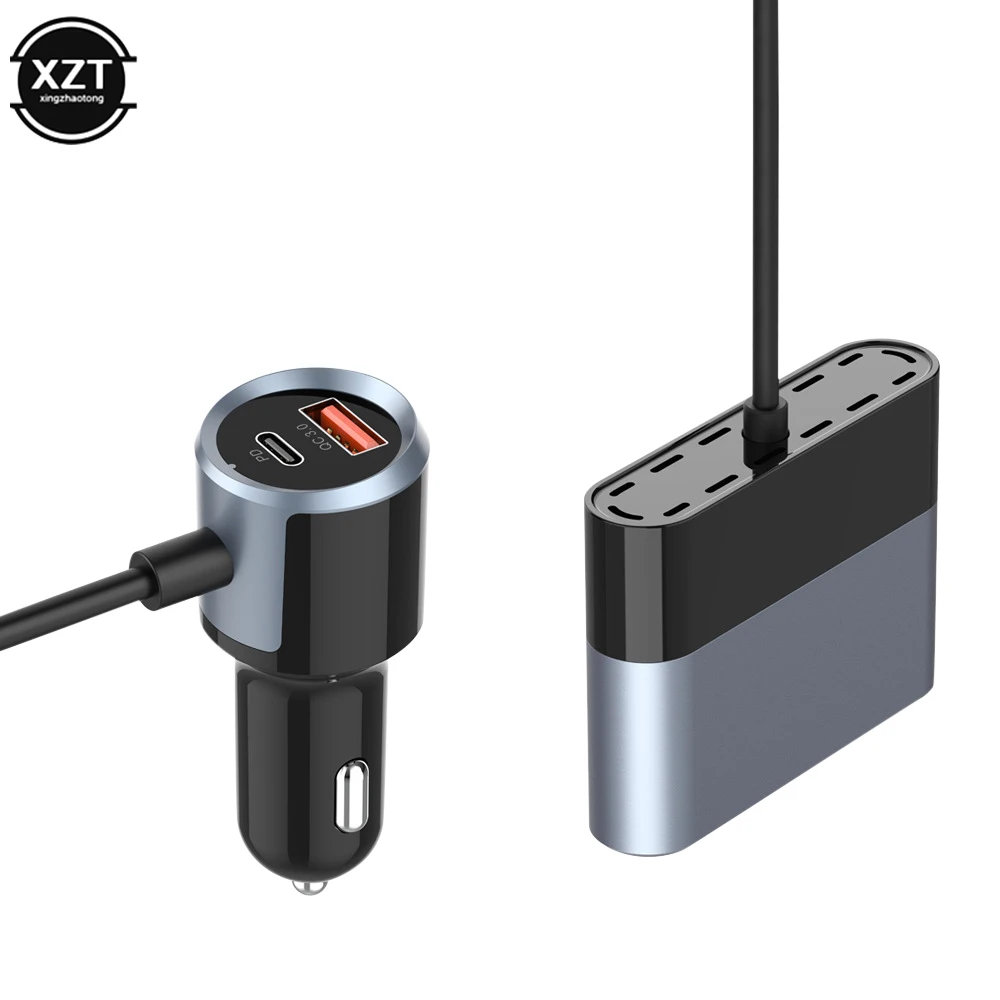Зарядно за кола USB Type C PD + QC3.0-Бързо Зарядно Устройство 76 W 5 в 1 Многофункционално Зарядно Устройство за телефон Адаптер за Захранване на Електрически Устройства за Автомобили3