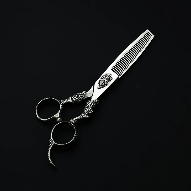 Purple Dragon Професионални фризьорски ножици 6 инча ретро с куха гравиране, ножица за подстригване на коса, фризьорски салон, удобства за разреждане,2