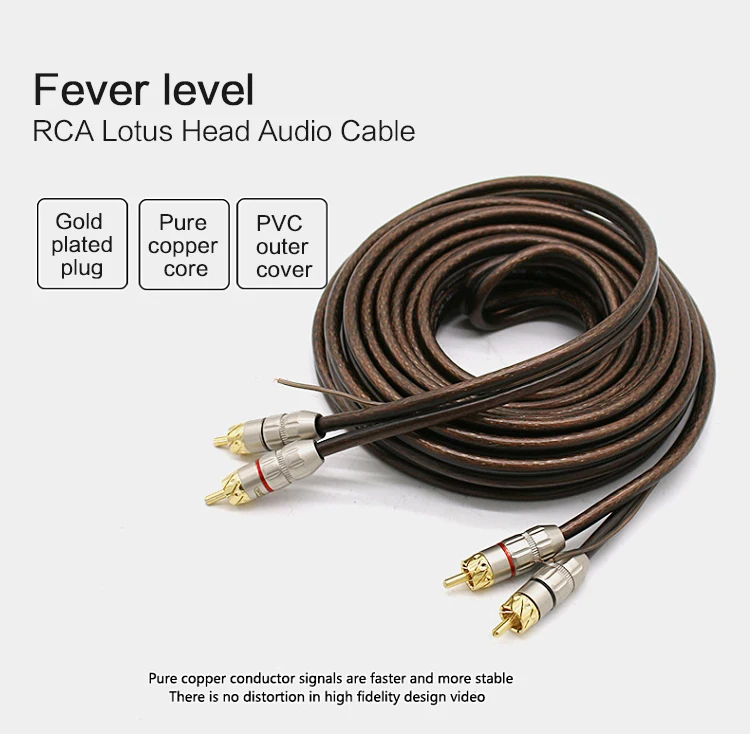 Конвертиране на Автомобилни Аудио Субуфер От Чиста Мед аудио кабел с Дължина 5 М Усилвател на Lotus Plug RCA аудио кабел Сигналната Линия с Линията на Управление0
