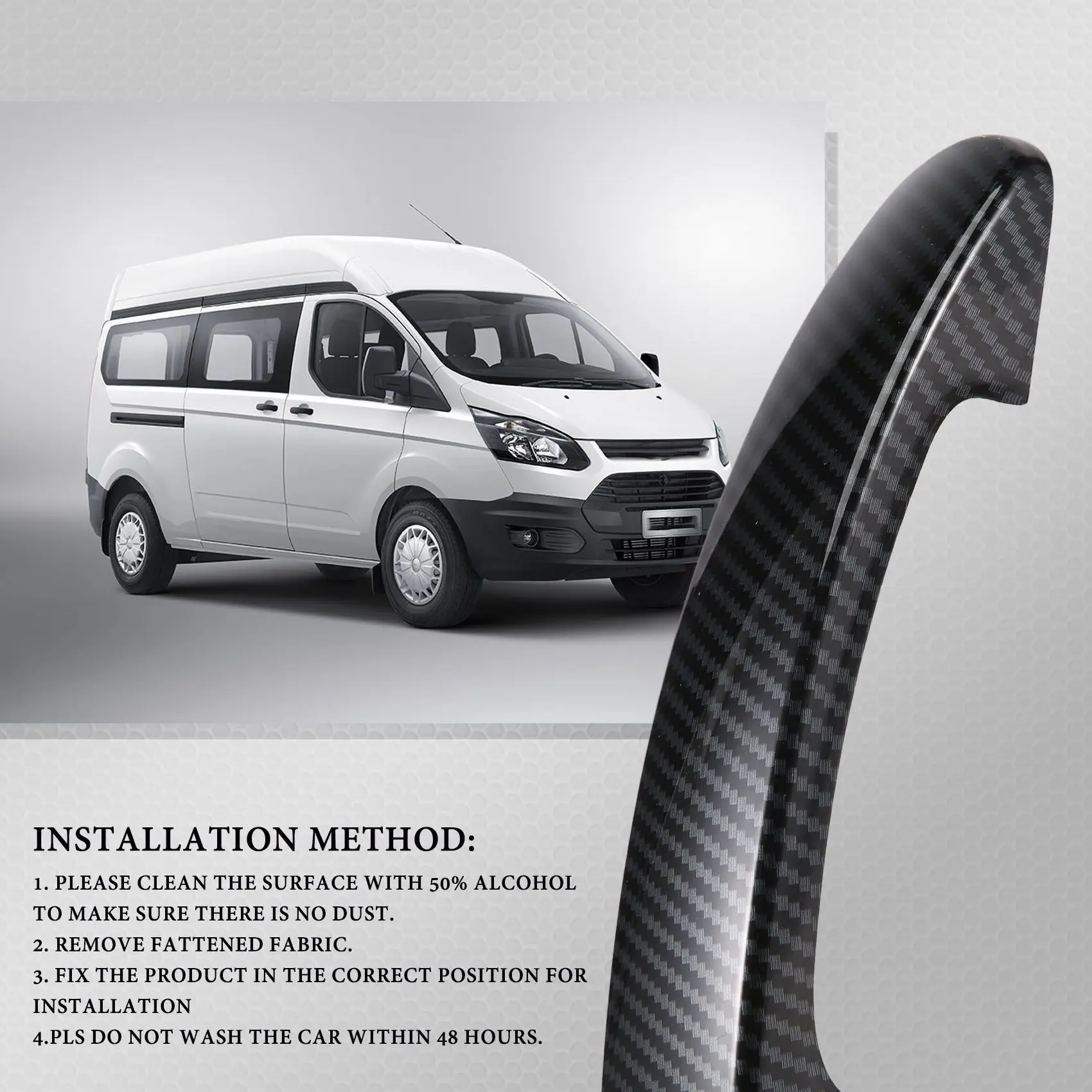 5шт Тампон върху Дръжката на вратата на Колата, за да Transit Tourneo Custom 2014-2020 Стикер На Дръжката на вратата от Въглеродни Влакна5