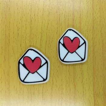10шт Акрилни окачване-пликове във формата на сърце Карикатура Двустранен чар Висулка САМ Обеци, Колиета Ключодържател Производство на бижута Занаяти