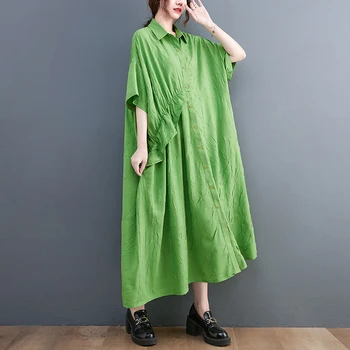 2023 Ново записване, японското стилно однобортное луксозно дамско свободно модно лятна рокля с волани, женски ежедневното рокля midi