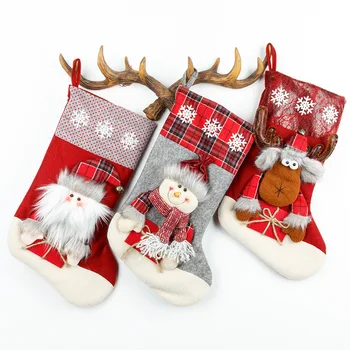 3 бр. Висококачествен минималистичен дизайн, с голям размер, Коледни чорапи, подарък пакет за шоколадови бонбони, декорация на Коледната елха на Нова година