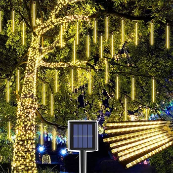 30/50 см Слънчев led Метеоритен Дъжд струнен лампа 8 тръби Коледно дърво Слънчева Приказка венец за градината, покриви, улично декор