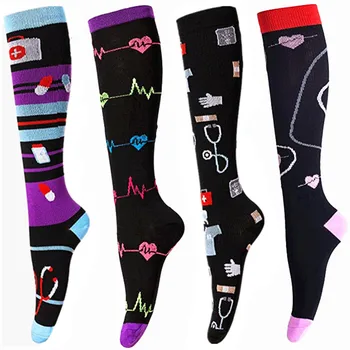 58 Стилове компресия чорапи за медицински сестри, компресия чорапи за джогинг, чорапи за грижа за болни разширени вени, медицински грижи, оток при диабет