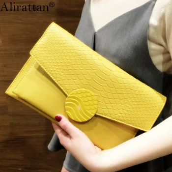 Alirattan, нова дамска чанта-плик с змеиным модел, модна дизайнерска чанта-софтуера на веригата, дамски модерна чанта за пазаруване и пътуване