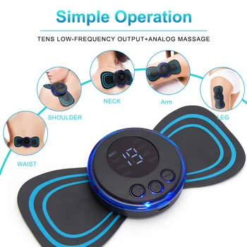 EMS электроимпульсный масажор за врата с LCD дисплей, помощ за масаж на шийката на матката, стимулатор на мускулите на шията, гърба, краката, преносим, за улесняване на болката, релаксиращ