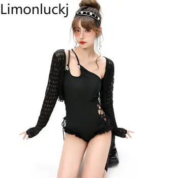 Limonluckj/ Секси Комплекти Бикини от две части С Открити Рамене, Выдалбливают Тънък Бански За Горещи Извори, Корейски Модни Бански костюми За Плуване