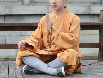 unisex100% памук дзен лоън Архат облекло шаолиньские монаси кунг-фу костюми за бойни изкуства буда костюми за светски медитация униформи-черен