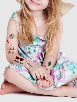 Временни стикери с татуировки Водоустойчив боди-арт Love Бъни Star Cat Фалшиви татуировки за момчета и момичета, САМ за еднократна употреба татуировки