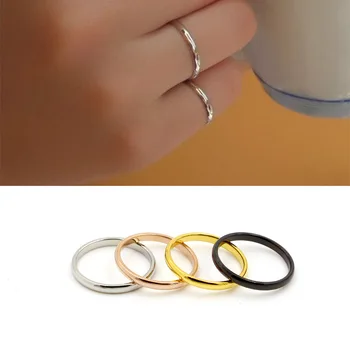 Златни пръстени от неръждаема стомана за жени и мъже, мода декорация на пръст, минималистичные 2 мм, гладки черни пръстени, мъжки аксесоари