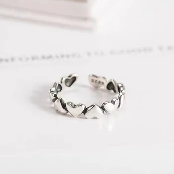 Истински стерлинговое сребро 925 проба, Наращиваемое отворен пръстен със сърце, Пръстени на палеца за жени, украса на годишнина от сватбата, Регулируем размер на Ilian