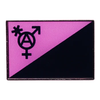 Квир-анархист, трансгендер, Флаг Анархия, Эмалевая Жени, Розов Черен Иконата, Украса на Раницата, Бижута