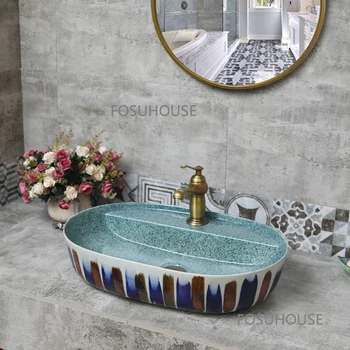 Керамична мивка в европейски стил за мебели за баня, кухненски мивка, Лесен балкон, Луксозна вятъра повърхност на бвп мивка