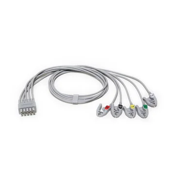 Комплект кабели за ЕКГ с 5 отведениями, Сноповия, с гърчове, IEC, 74 см (1/кутия) за GE PN: 2106389-003 нов, оригинален