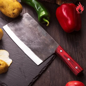 Кухненски нож за ръчно коване, кухненски нож за месо, нож за рязане на въглеродна стомана, черен железен нож китайски готвач, специален нож Tang Knife