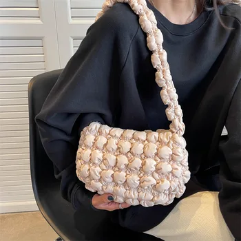 Модни стеганая чанта през рамо за жени, дизайнерски плиссированная чанта-облак, универсална лека чанта за през рамо с голям капацитет, тенденция