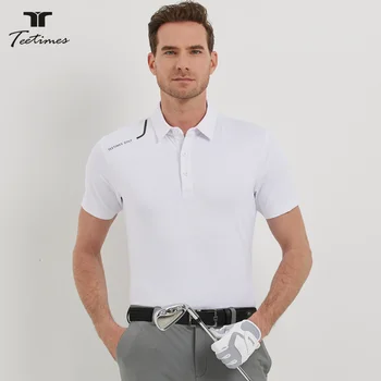 Нова мъжки бизнес поло риза за голф, лятна спортна бързосъхнеща дишаща тениска с къс ръкав, еластична монтиране топ, мъжки трикотаж