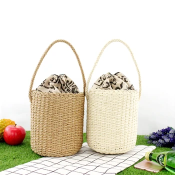 Нови Летни ръчни чанти-кофи, дамски Сламена чанта, дамски плажни чанти, дизайнерски ежедневни чанти, дамски реколта чанта Bolsa Feminina