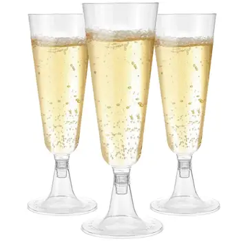 Пластмасови чаши за шампанско в опаковка 4/8 бр., за еднократна употреба чаши за наздравици, рециклируеми пластмасови прозрачни чаши за шампанско за декор на сватбени партита