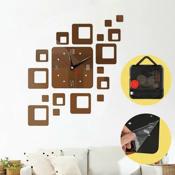 Творчески квадратни стенни часовници Стенни стикер за хола Стенни часовници домашни декоративни самозалепващи Стенни Часовници Директен доставка