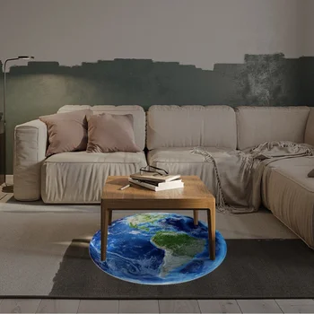 [Украса за дома] Ydb326 Триизмерна имитация на планетата Земя, кръгла самозалепваща стикер за плочки. Нескользящие стенни стикери